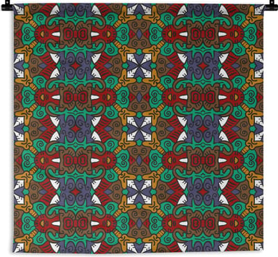 Wandkleed - Wanddoek - Afrika - Patronen - Abstract - Groen - 180x180 cm - Wandtapijt