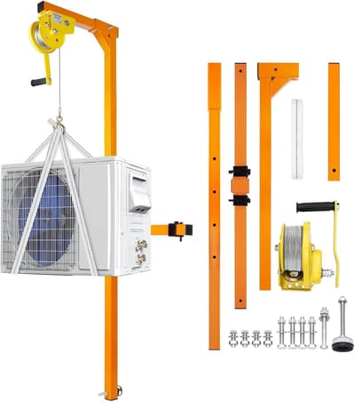 Airco Hefgereedschap - Kraan Beugel - Buitenunit Plaatsen - Driehoek Stabiliteit - 400 lbs Capaciteit - Zwart