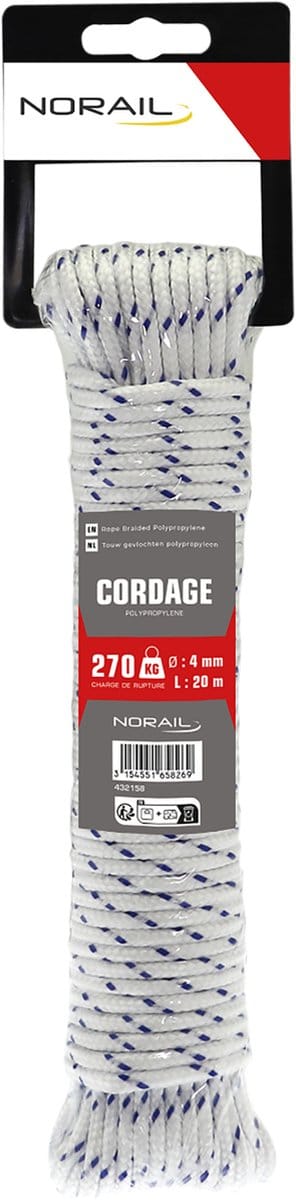 NORAIL Touw gevlochten polypropyleen 4 mm, 20 m