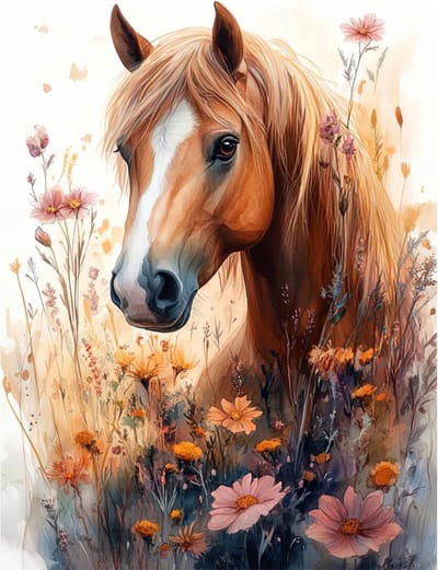 Famanu – Diamond painting kit met paardenmotief - 5D volledige boor - creatieve hobbyset - 29 x 45 cm - duurzaam materiaal