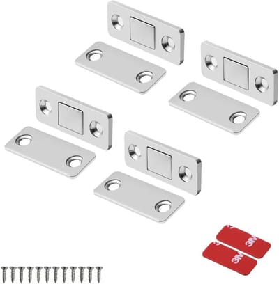 4 stuks - Ultradunne onzichtbare kastdeurmagneten, zelfklevende ladekastmagneten voor keukenkastdeurmagneten - Zilver - Deurslotkastmagneten