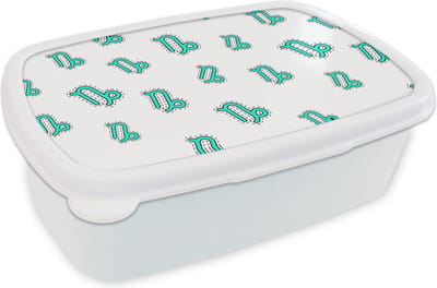Broodtrommel Wit - Lunchbox - Brooddoos - Steenbok - Design - Astrologie - 18x12x6 cm - Volwassenen