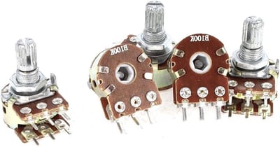 Draaipotentiometer - Variabele Weerstand - Elektronica Aanpassen - Dubbele Lineaire Type - 6mm Schacht - Metaal