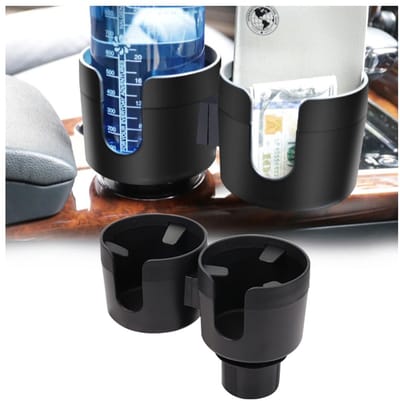 Dailygoods- Autobekerhouder - Dubbel Gat - Uitschuifbare Basis - Multifunctionele Flessenhouder - Verstelbare Console-Accessoires - Hoogwaardig Kunststof - Fleshouder