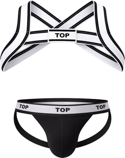 Barcode Berlin TOP Multipack 1x Jockstrap Black + 1x Harness White-Black - MAAT XL - Heren Ondergoed - Jockstrap voor Man - Mannen Jock