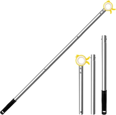 stang om te openen met stokhaak - raamgreep verlenging, raamopener verlenging van roestvrij staal, telescopische stang raam openen, dakluiken haak voor Velux dakraam (92 cm, geel)