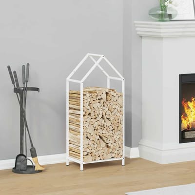 vidaXL - Brandhoutrek - 40x25x90 - cm - koudgewalst - staal - wit