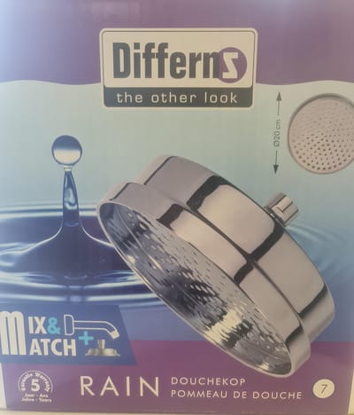 Differnz robuuste regendouchekop 20 cm met gratis aansluitstang