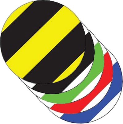 Stip gestreept 20 stuks Geel & Zwart ø 60 mm - vloersticker met vlakke toplaag