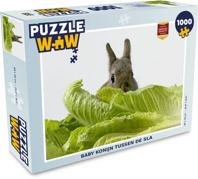 Puzzel Konijn - Sla - Huisdier - Legpuzzel - Puzzel 1000 stukjes volwassenen