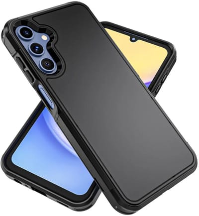 Hoesje Geschikt voor Samsung Galaxy A15 - Compatibel met MagSafe - Back Cover met Magneet - Dual-Layer Hybride Case Zwart