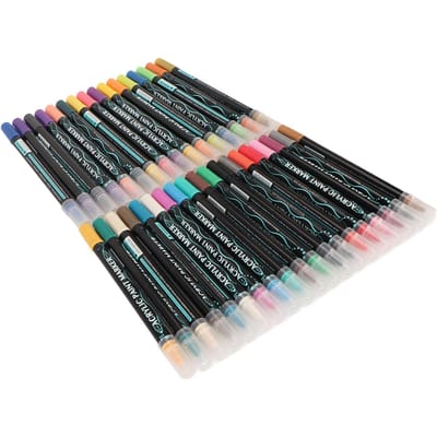 Dubbelpunt Acrylverf Markerpennen Waterdicht Geurloos Glad Acrylverf Markerpennenset voor DIY black