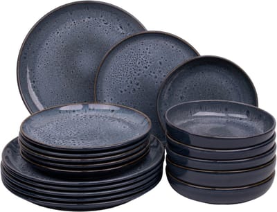 Kade 171 Amadora serviesset 18-delig 6 personen - Portugees stoneware blauw met aqua