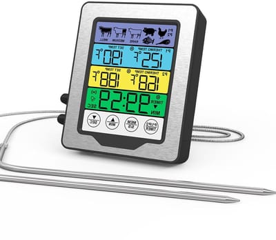 Digitale Keuken Thermometer met Dubbele Probe, Groot LCD Scherm, Alarm en Snelle Meting voor Koken, BBQ, Vlees en Ovengebruik