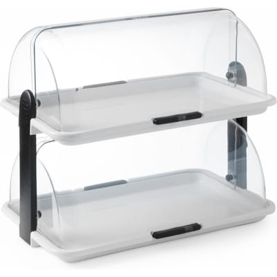 HENDI Dubbele roltop-presentatie – transparant – vaatwasmachinebestendig – 465x310x410 mm