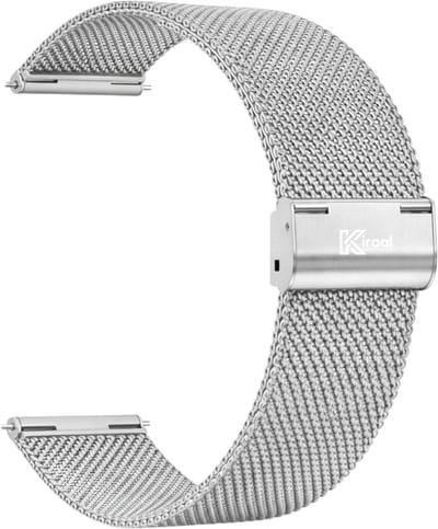 Kiraal - Premium Luxe RVS Horlogebandje - RVS - Milanees - 20mm - Zilver - Smartwatch bandje - Universeel