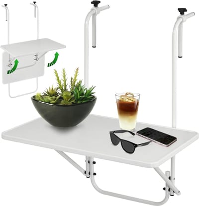 CLVP® Balkontafel Hangend – Inklapbaar Balkonbar - Hangtafel Voor Aan Het Balkon – Hang tafel Balkon - Vouwtafel - Wandtafel – Wit