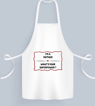 Akyol - i'm a mother what's your superpower? Keukenschort - Mama - moeder met superkracht - moeder cadeautjes - moederdag - verjaardag - geschenk - kado - 82 bij 71 cm
