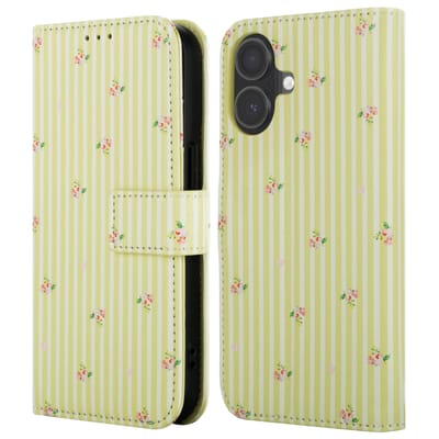 imoshion Hoesje - Geschikt voor Apple iPhone 16 - Design Bookcase smartphone - Garden Stripes