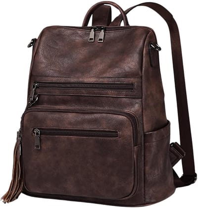 Rugzak dames-Waterdichte Casual laptoptas School Schoudertas voor Dames-Koffie