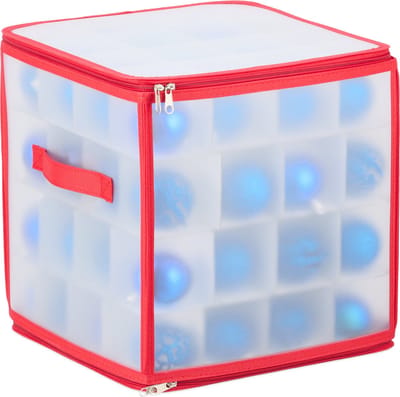 kerstballen opbergbox - 64 vakken - 31 x 30 x 30 cm - verstelbare schotjes