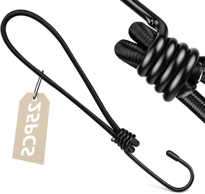 Korte Bungee Cords met Haken 200 mm - 25 Stuks, Stevige Elastische Lijnen voor Zeilen, Kamperen en Fietsen