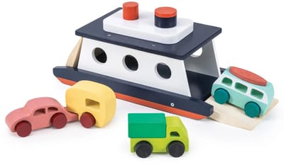 MENTARI Voertuigen - Autoferry - 35,50X11,50X12Cm - Hout - 3 Jaar