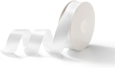Satin Cadeaulint 25mm x 23m, Decoratief Lint voor Trouwen, Cadeauverpakking en Creatieve Projecten, Wit