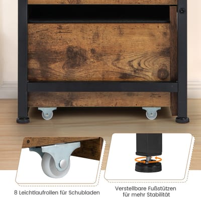 COSTWAY Schoenbank met zitvlak, zitbank bekleed met 2 laden, beschermhoezen, verstelbare voetsteunen en wielen, inklapbaar schoenenrek met opbergruimte, 150 kg belastbaar, 101 x 41 x 58 cm