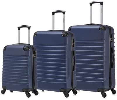 Travelerz Rome Kofferset 3-Delig – Handbagage 39L + Medium 69L + Extra Large 95L – Lichtgewicht ABS – Spinner Wielen – Donker Blauw – Met Cijferslot