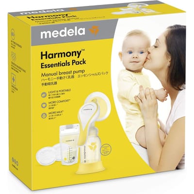 Medela Harmony Tire-lait Manuel Pack Essentiels: Compact et facile à nettoyer, soutient doucement l'allaitement. Transparent.