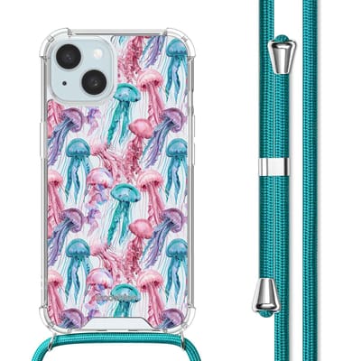 imoshion Hoesje - Geschikt voor Apple iPhone 15 - Design Hoesje met Koord - Jellyfish Watercolor