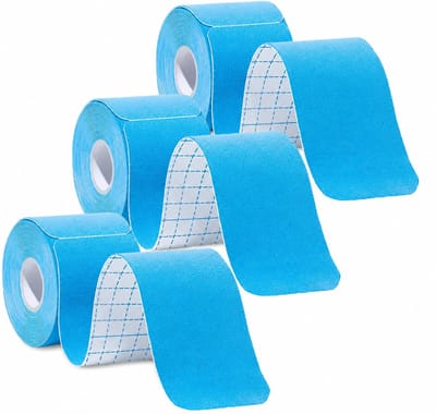 Voorgesneden kinesiologietape, sporttape spiertape voor spieren, enkel, nek, knie en schouder, herstel en fysiotherapie, totaal 60 voorgesneden strips (blauw)