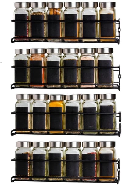 DnA® Kruidenrek - Kruidenpotjes - Kruidenrek Ophangbaar - Kruidenrek Staand - Zwart - 7cm x 29cm x 7cm