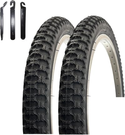 2 x Fietsband Zwart 18 Inch (47-355 / 18 x 1.75) Inclusief Bandenlichter