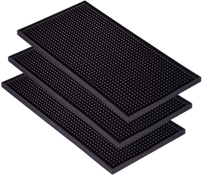 3 stuks 30 x 15 cm barmat, rubber afdruipmat servies, koffie tampermat, overloopmat sneldrogend voor bar keuken café restaurants toonbank (zwart)