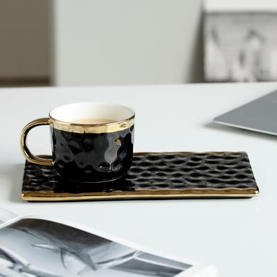 Ensemble Luxe Léger Style Nordique Tasse à Café Soucoupe avec Cuillère Tasse en Céramique pour Thé de l'Après-midi Mug de Bureau pour Homme et Femme Tasse à Eau Écologique 180ml