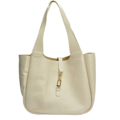 Roberta M Beige Rundleer Tas