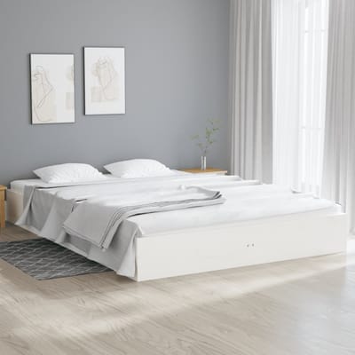 vidaXL - Bedframe - massief - hout - wit - 180x200 - cm