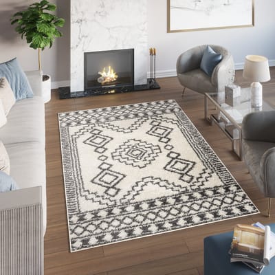 Tapiso Delhi Vloerkleed Hoogpolig Shaggy Ethno Modern Tapijt Kleed- 120x170