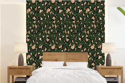 Behang - Fotobehang Panter - Goud - Patronen - Luxe - Breedte 220 cm x hoogte 240 cm