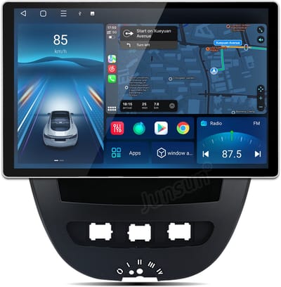 Junsun Android 15 Autoradio Geschikt Voor Peugeot 107 Toyota Aygo Citroen C1 Accessoires, 4GB+64GB, Draadloze CarPlay & Andriod Auto, DAB+, GPS-Navigatiesystem, Bluetooth, Stuurwielbediening, 13.1-inch 2K Touchscreen, 4G, DSP, Octa-core processor