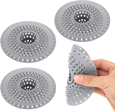 Set van 3 Siliconen Afvoerzeefjes voor Douche en Keuken, Haarvanger voor Bad, Wastafel en Doucheputje, Effectieve Oplossing tegen Verstoppingen