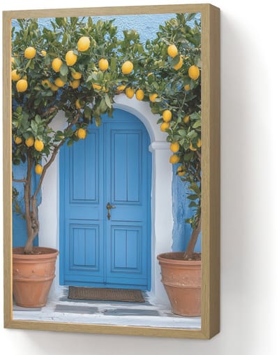 Wandlamp 40x60 cm - Oplaadbaar - Citroenbomen - Geel - Deur - Potten - Wandlampen binnen woonkamer - Slaapkamer lamp - Decoratieve nachtlamp - Vloerlamp draadloos