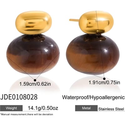 Youthway Dikke Tijgeroog Oorbellen Voor Vrouwen Vintage Verguld Roestvrij Staal Oorbellen Mode Sieraden Meisjes Cadeau black