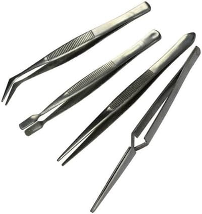 Pincet Set - Precisie Tangen - Fijn Werk - Zelfsluitend - 4 Stuks - Zilver