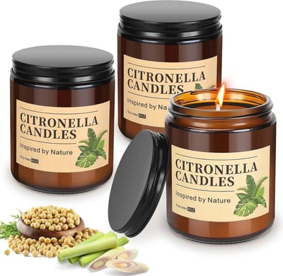 Grote Citronella Kaarsen voor Buiten - 3 Stuks - Natuurlijke Sojawas - Tot 240 Uur Brandduur - Ideaal voor Balkon, Terras en Picknick