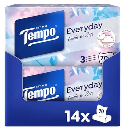 Zachte Papieren Zakdoeken Megapack - 14 Dozen, 70 Doeken per Doos