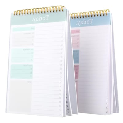 2 Stuks To-Do Lijst Pad, Ongeplande Dagelijkse Planner met Uurrooster en Checklist, A5 Spiral Notitieboek voor Efficiënt Werk en Studie Organisatie, 52 Pagina's per Planner