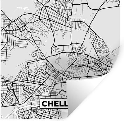 Muurstickers - Sticker Folie - Frankrijk - Plattegrond - Kaart - Chelles - Stadskaart - 100x100 cm - Plakfolie - Muurstickers Kinderkamer - Zelfklevend Behang XXL - Zelfklevend behangpapier - Stickerfolie